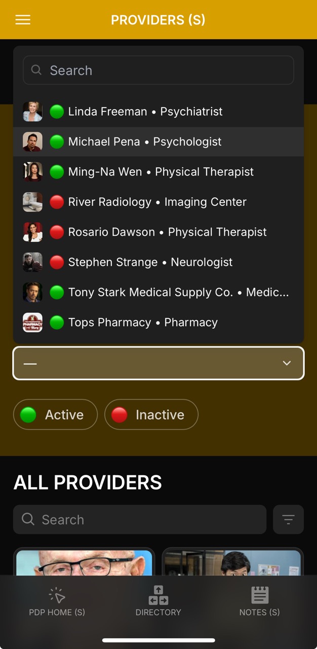 Providers Page (Select Provider Option)